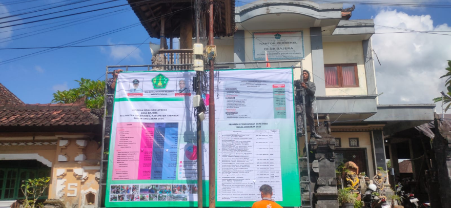 PEMASANGAN BANNER REALISASI APBDES TAHUN 2024 DAN RENCANA KEGIATAN TAHUN 2025